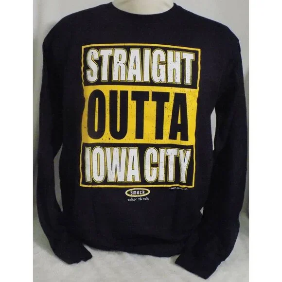 Straight Outta Iowa City Football Parody Grunge T Shirt Adult Medium - Picture 2 of 5